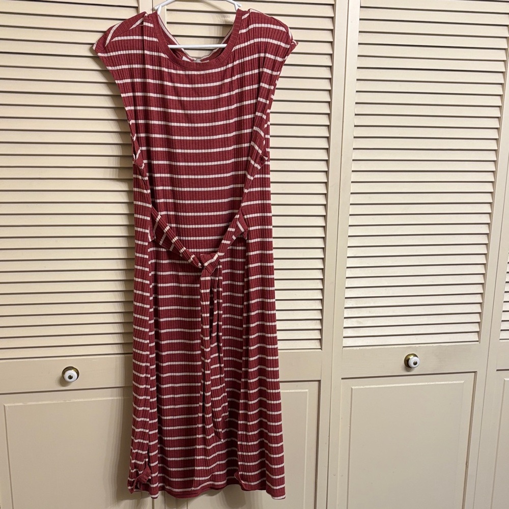 Loft Plus Casual Striped Red Dress 24W